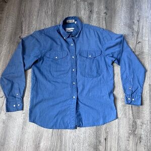 Diane Von Furstenberg Blouse Vintage Blue Button Down Shirt Womens Sz 12